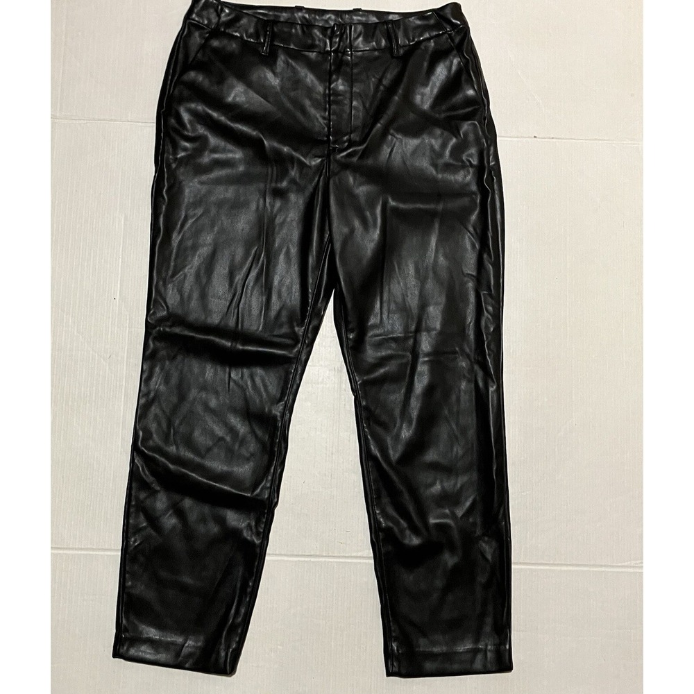 Gap Faux Leather Pants Womens Size 12 X 26 Black Slim NWOT Stretch‎ Outdoor
